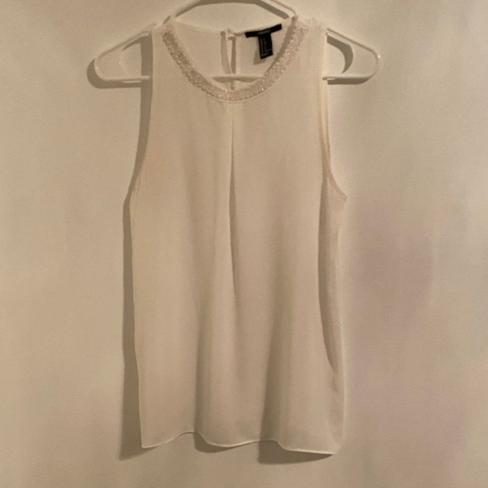 Forever 21 white beaded blouse size S no sleeves Party Work Formal